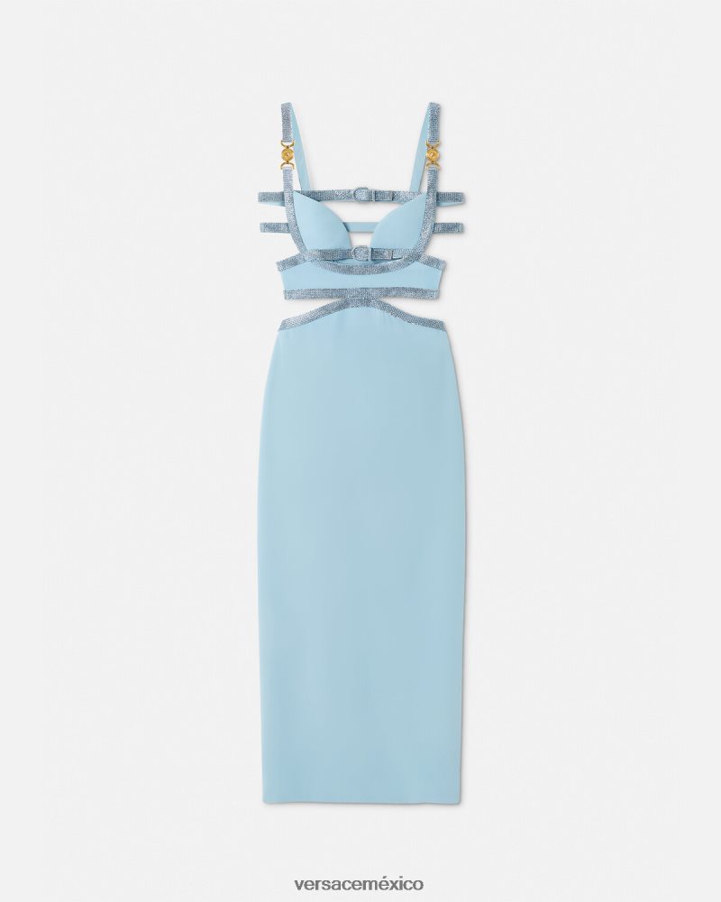 Versace vestido con aberturas y Medusa de cristal del 95 un color ropa mujer 84626J18