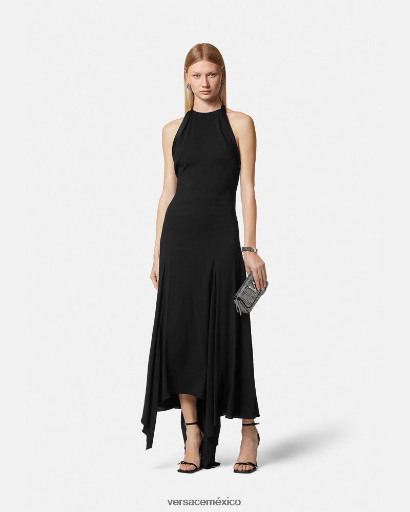 Versace vestido con cuello halter y lazo un color ropa mujer 84626J21