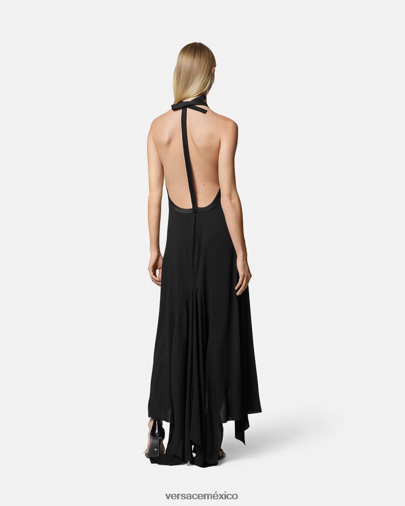 Versace vestido con cuello halter y lazo un color ropa mujer 84626J21