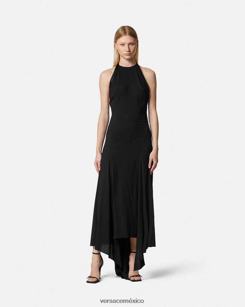 Versace vestido con cuello halter y lazo un color ropa mujer 84626J21