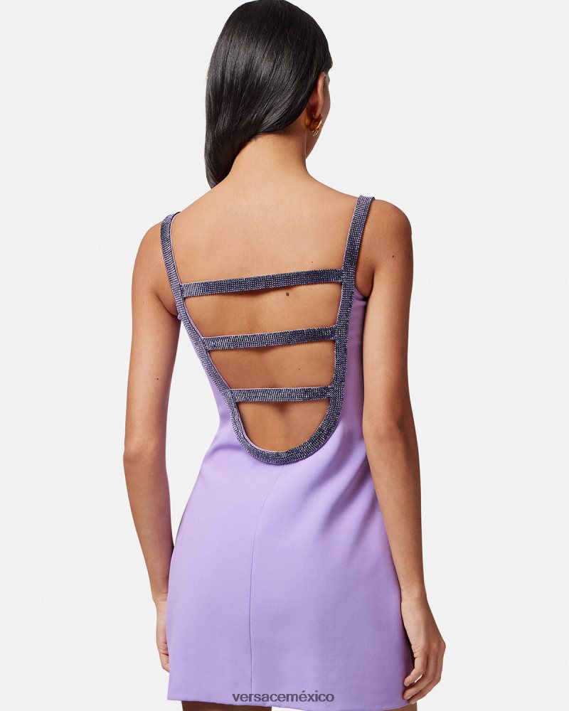 Versace vestido corto con aberturas de cristal un color ropa mujer 84626J11