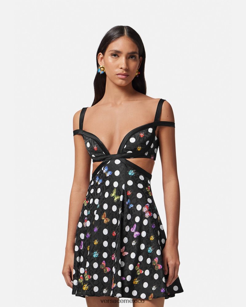 Versace vestido corto con aberturas de mariposas un color ropa mujer 84626J8