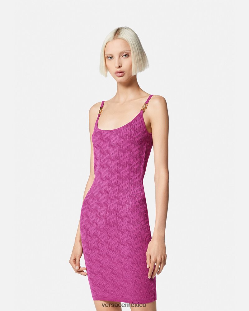 Versace vestido corto con medusa '95 y la greca fucsia ropa mujer 84626J65