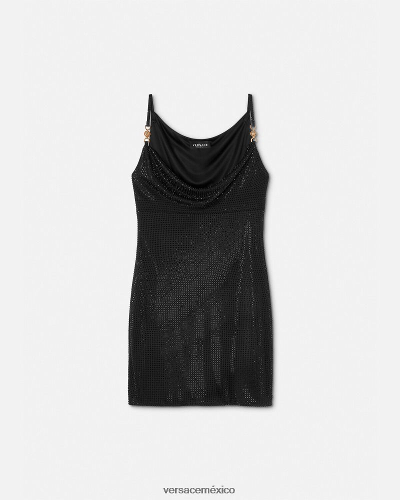 Versace vestido corto con medusa de cristal '95 negro ropa mujer 84626J31