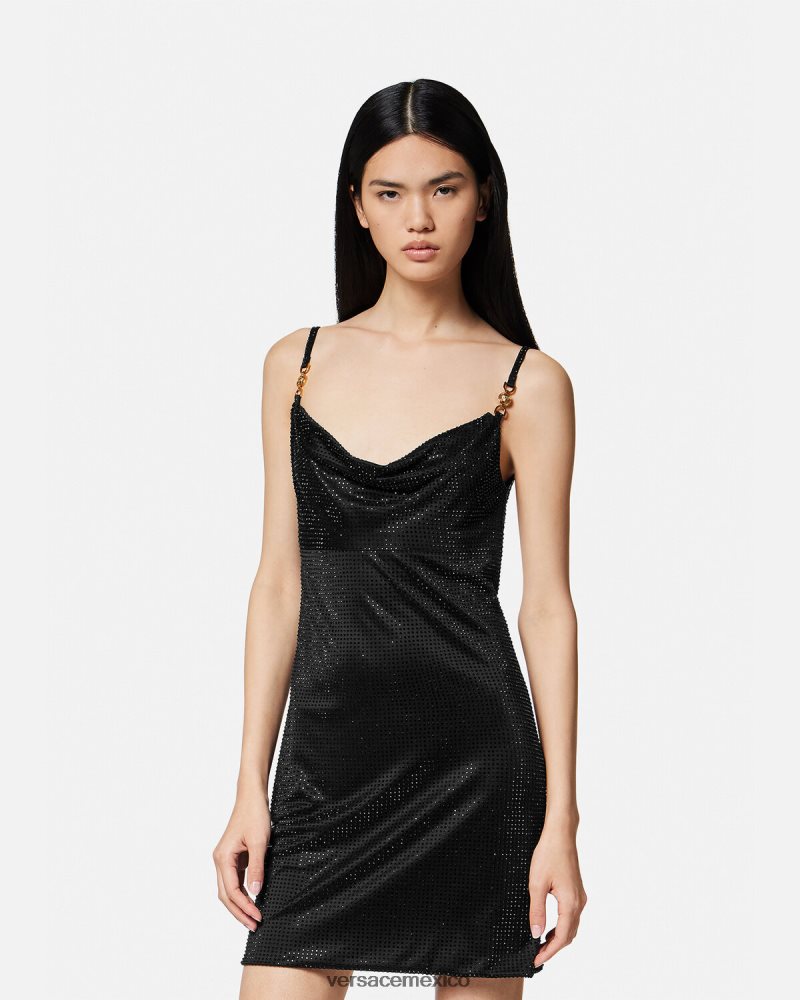Versace vestido corto con medusa de cristal '95 negro ropa mujer 84626J31