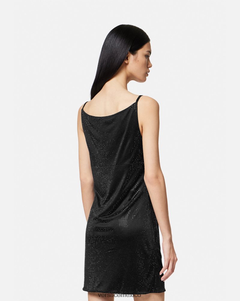 Versace vestido corto con medusa de cristal '95 negro ropa mujer 84626J31