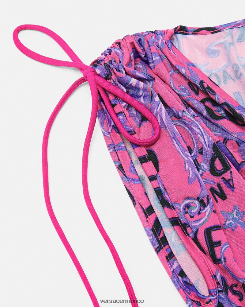 Versace vestido corto de alta costura con logo fucsia ropa mujer 84626J2188
