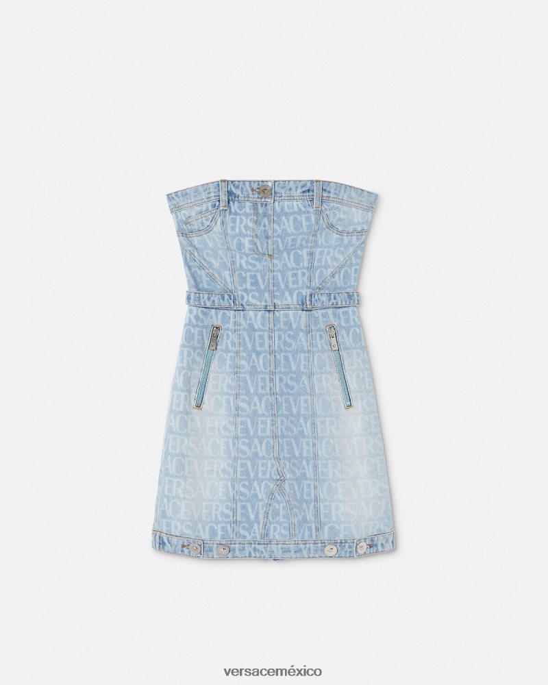 Versace vestido corto de mezclilla en toda la prenda azul ropa mujer 84626J25