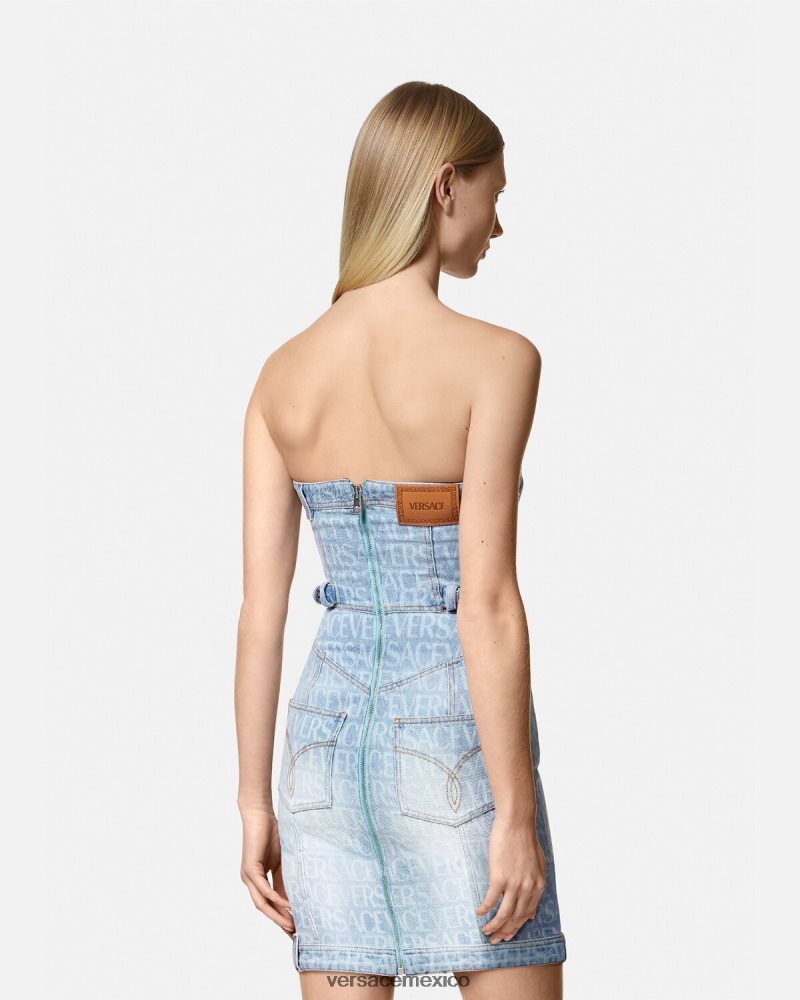 Versace vestido corto de mezclilla en toda la prenda azul ropa mujer 84626J25