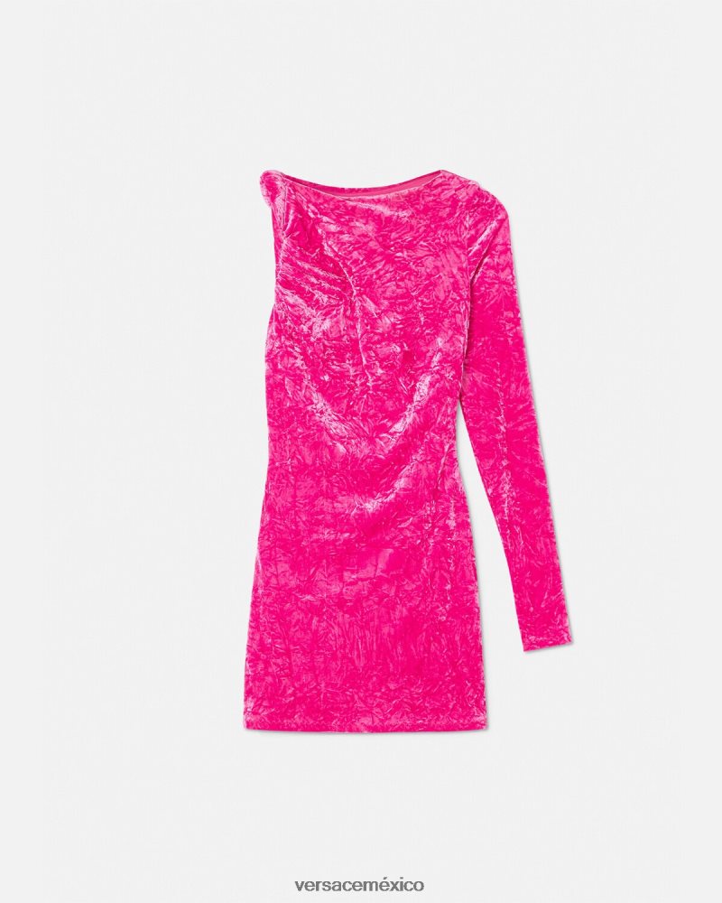 Versace vestido corto de terciopelo enrollado fucsia ropa mujer 84626J74