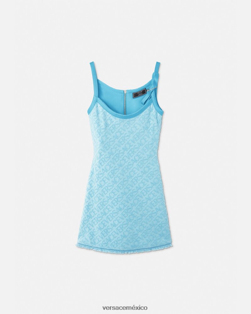 Versace vestido corto de toalla azul claro ropa mujer 84626J10