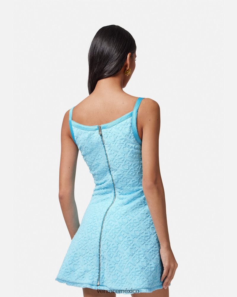 Versace vestido corto de toalla azul claro ropa mujer 84626J10