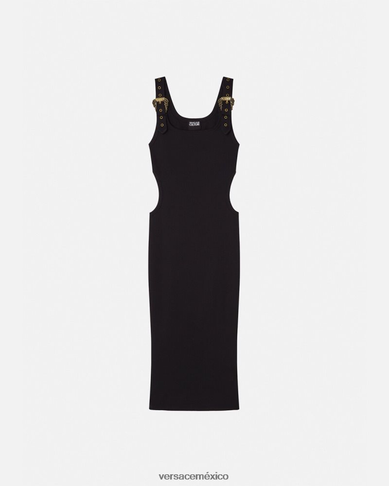 Versace vestido de alta costura barroca con 1 hebilla negro ropa mujer 84626J2197