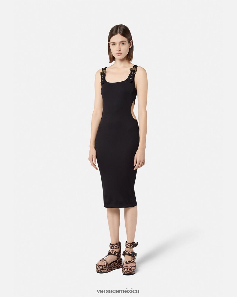Versace vestido de alta costura barroca con 1 hebilla negro ropa mujer 84626J2197