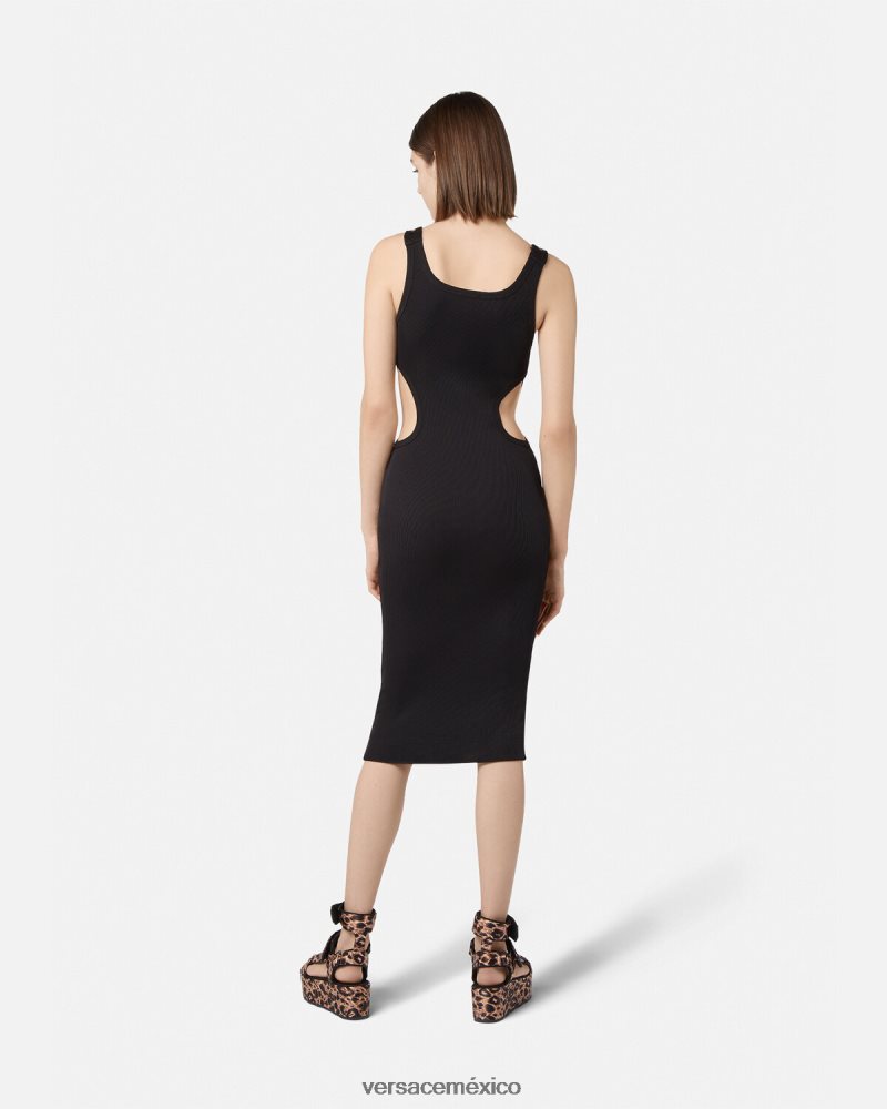 Versace vestido de alta costura barroca con 1 hebilla negro ropa mujer 84626J2197