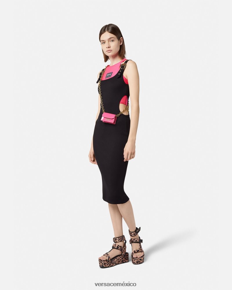 Versace vestido de alta costura barroca con 1 hebilla negro ropa mujer 84626J2197