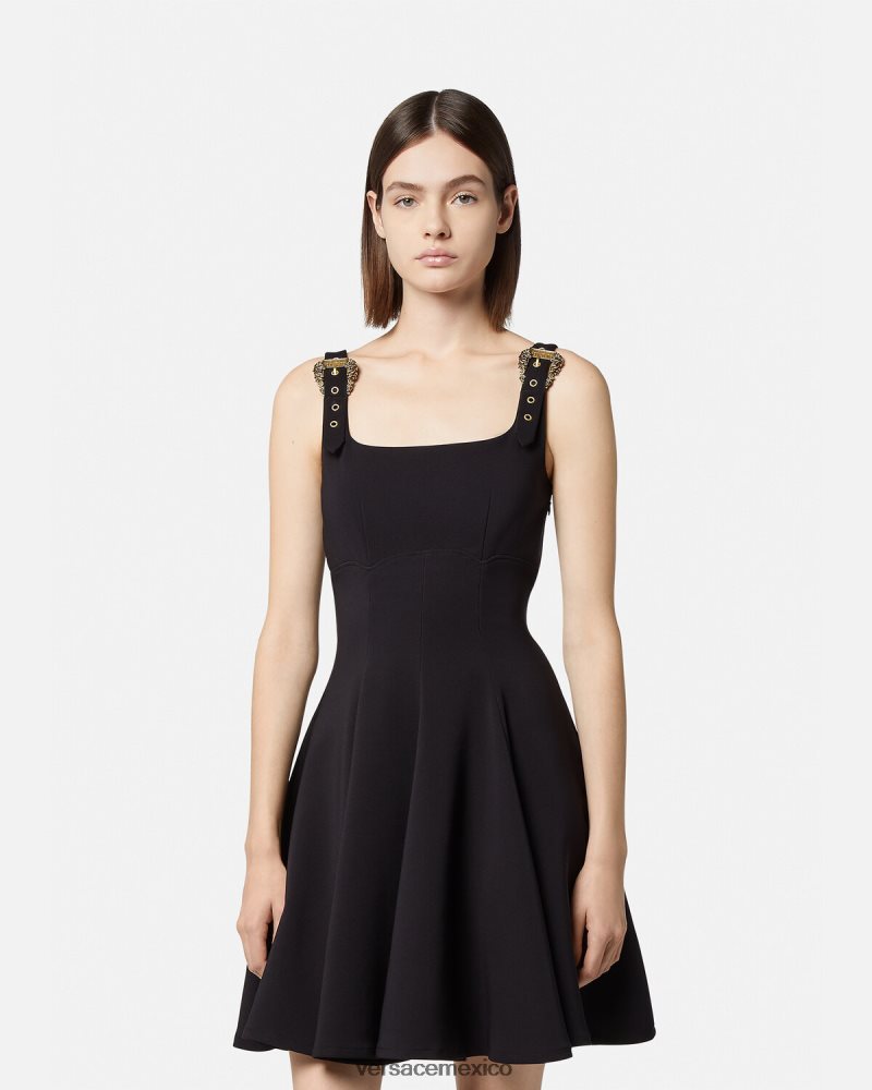 Versace vestido de alta costura barroca con 1 hebilla negro ropa mujer 84626J2198