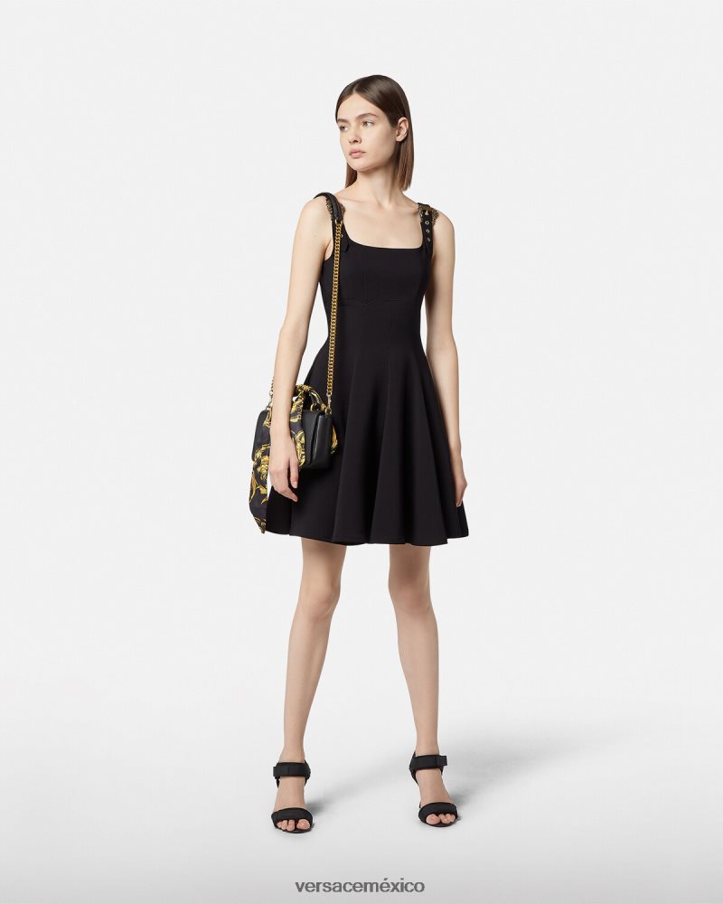 Versace vestido de alta costura barroca con 1 hebilla negro ropa mujer 84626J2198