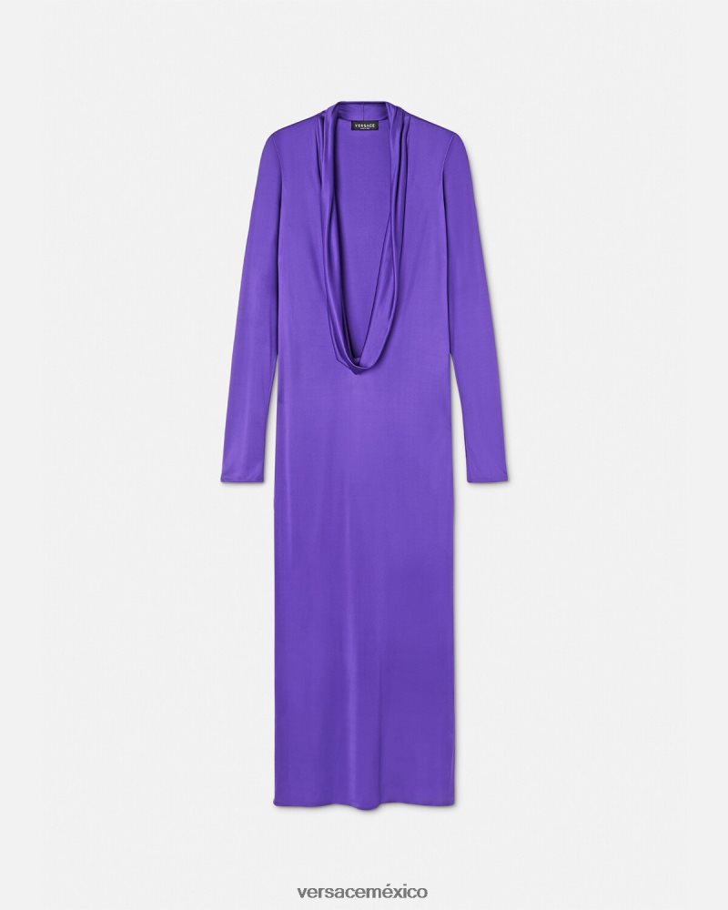 Versace vestido largo con capucha Violeta ropa mujer 84626J60