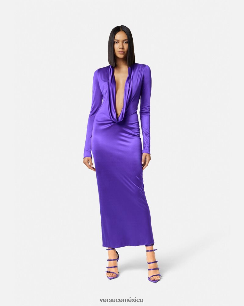 Versace vestido largo con capucha Violeta ropa mujer 84626J60