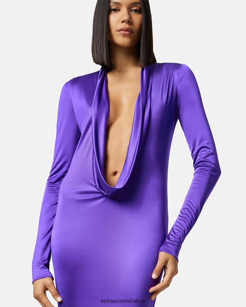 Versace vestido largo con capucha Violeta ropa mujer 84626J60