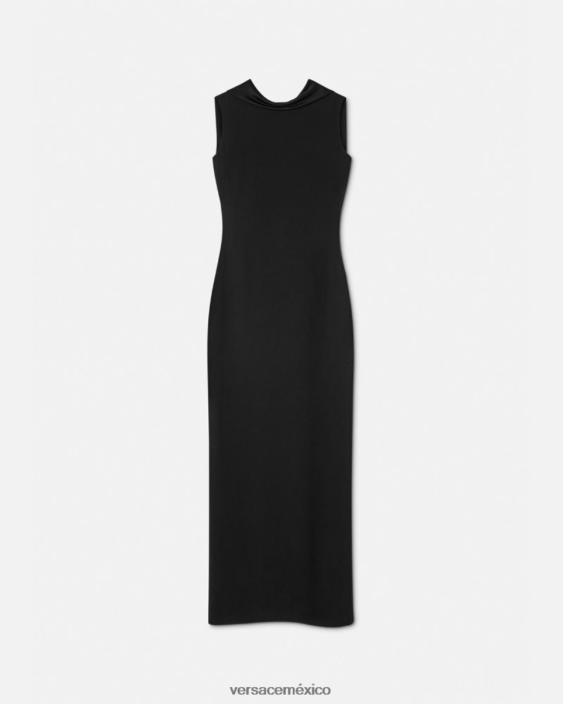 Versace vestido largo con capucha negro ropa mujer 84626J58