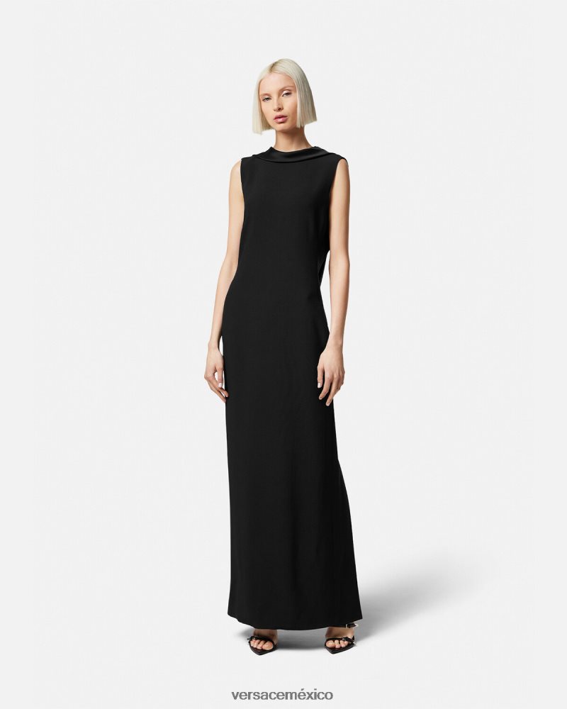 Versace vestido largo con capucha negro ropa mujer 84626J58