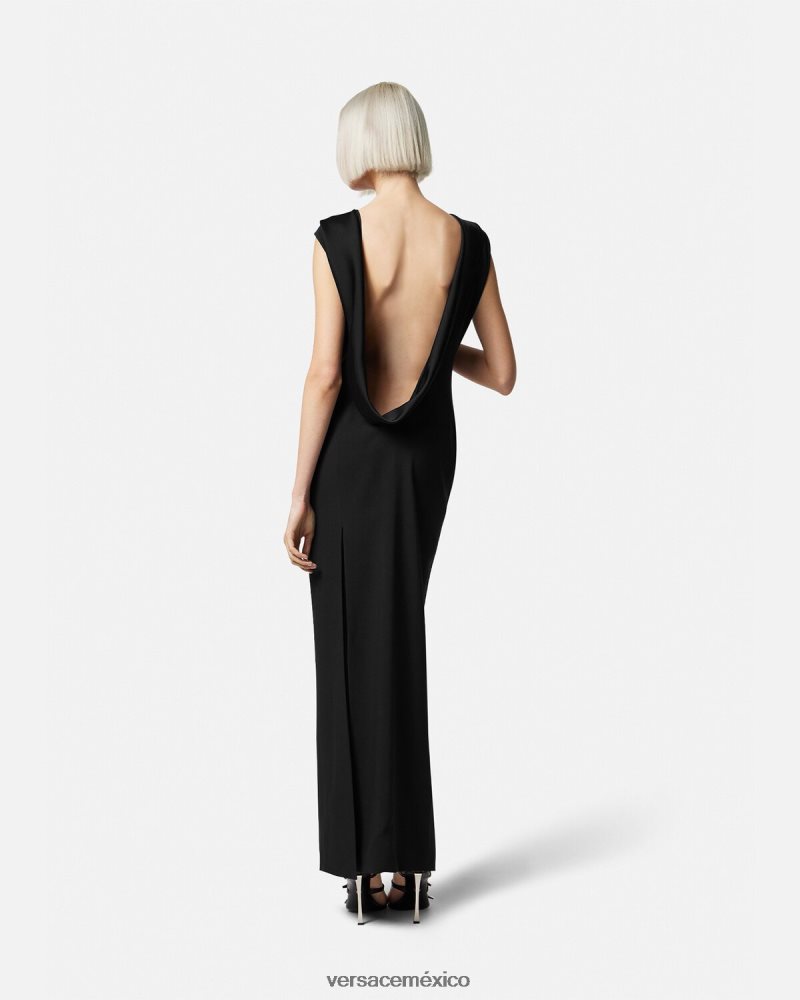 Versace vestido largo con capucha negro ropa mujer 84626J58