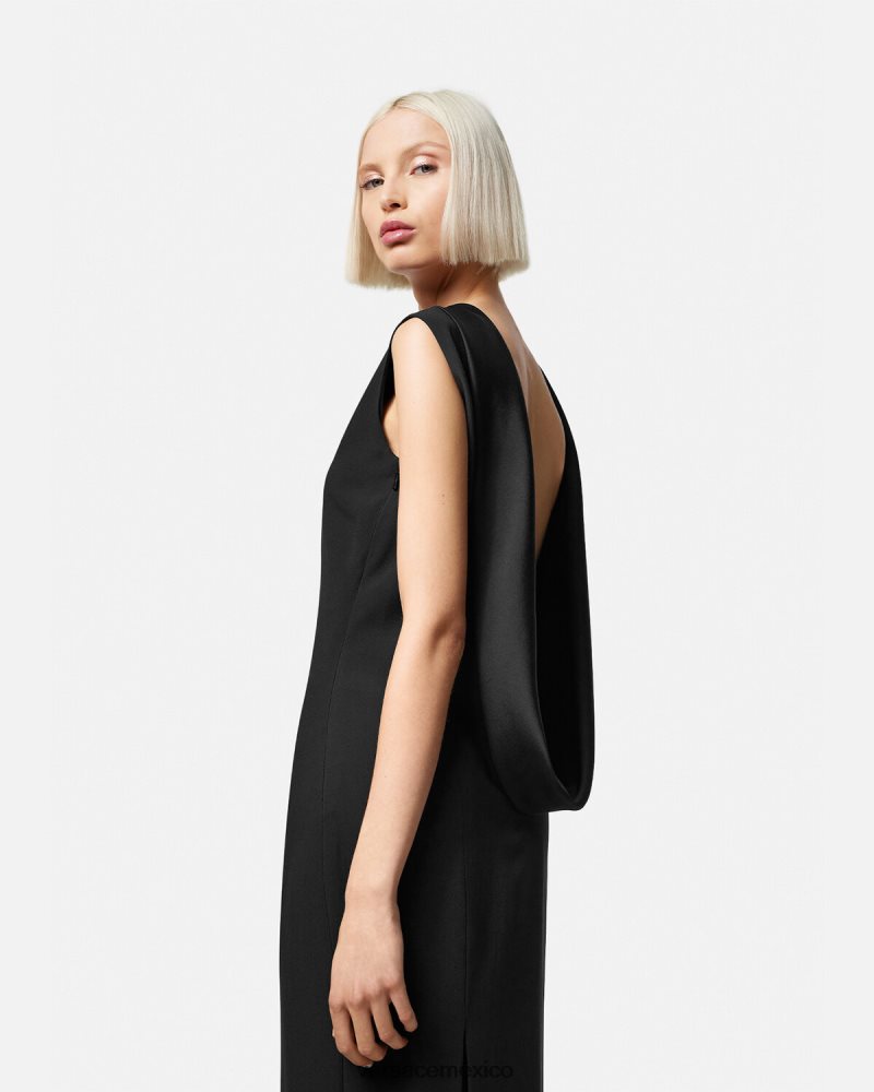 Versace vestido largo con capucha negro ropa mujer 84626J58