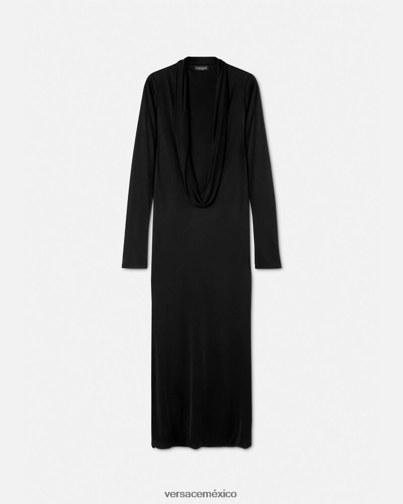 Versace vestido largo con capucha negro ropa mujer 84626J59