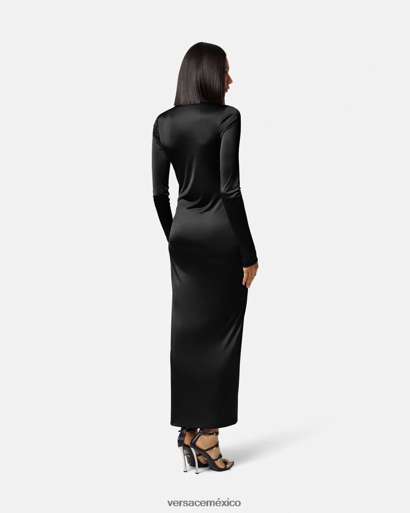 Versace vestido largo con capucha negro ropa mujer 84626J59