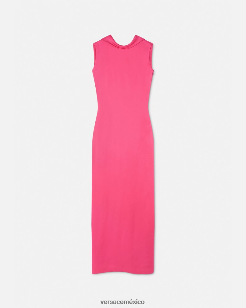 Versace vestido largo con capucha rosa ropa mujer 84626J61