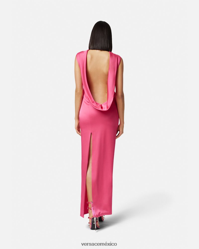 Versace vestido largo con capucha rosa ropa mujer 84626J61