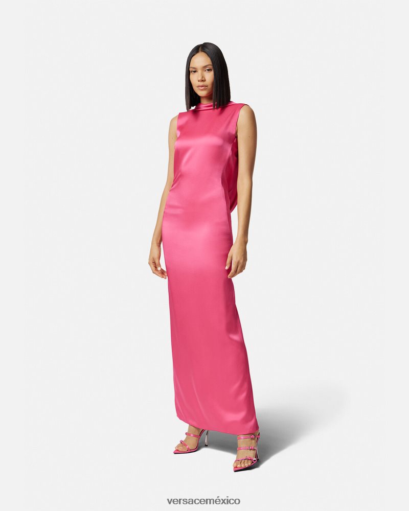Versace vestido largo con capucha rosa ropa mujer 84626J61