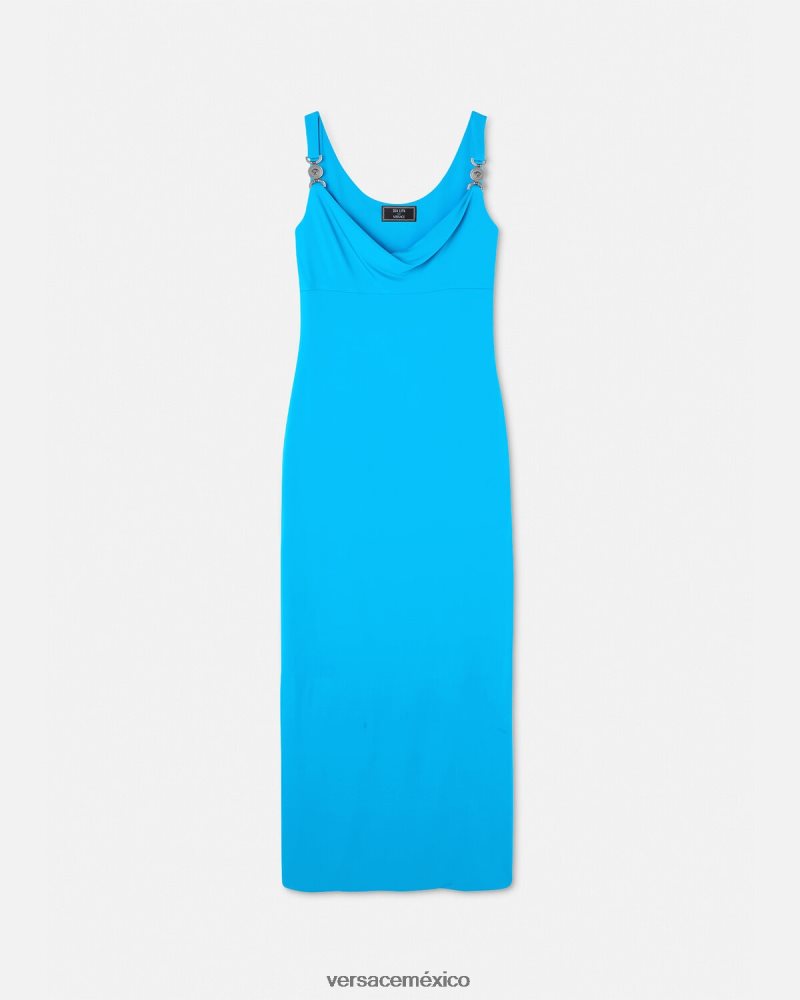 Versace vestido largo con medusa '95 azul ropa mujer 84626J17