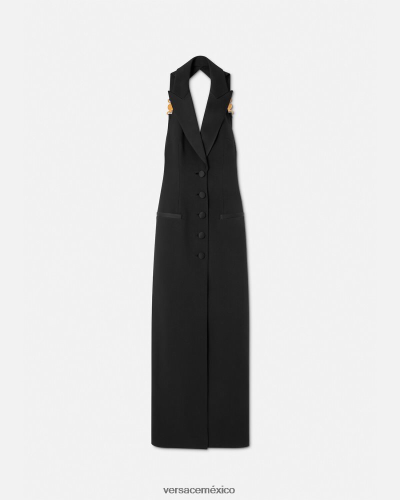 Versace vestido largo sin mangas con medusa '95 negro ropa mujer 84626J16