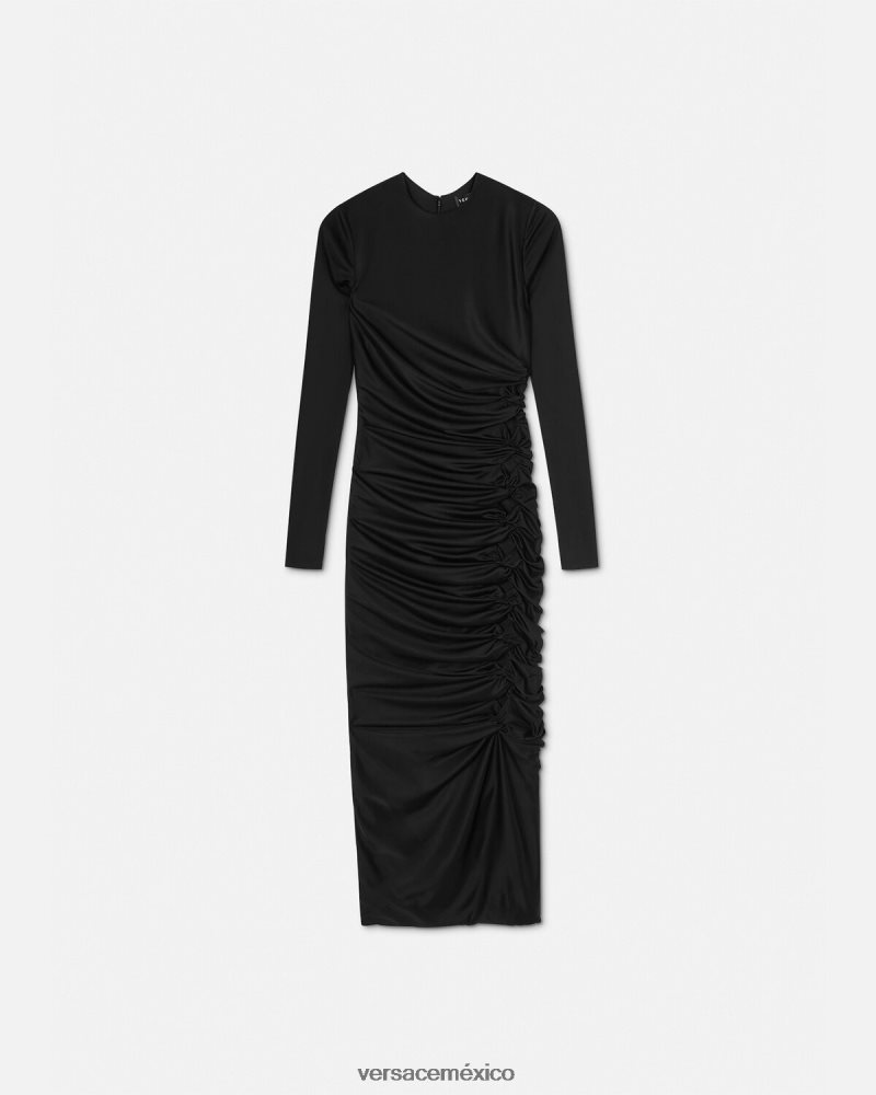Versace vestido midi anudado negro ropa mujer 84626J23