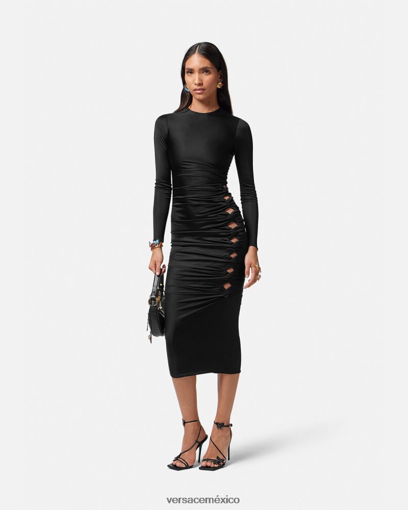 Versace vestido midi anudado negro ropa mujer 84626J23
