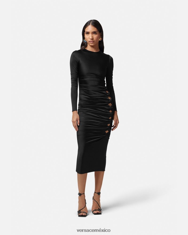 Versace vestido midi anudado negro ropa mujer 84626J23