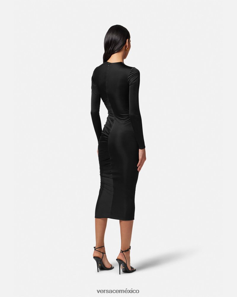 Versace vestido midi anudado negro ropa mujer 84626J23