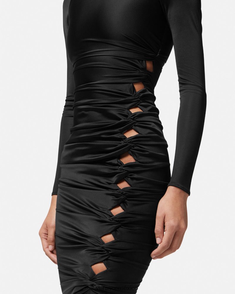 Versace vestido midi anudado negro ropa mujer 84626J23
