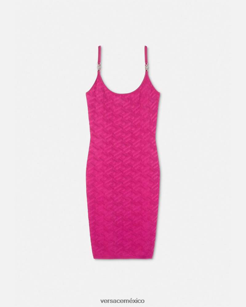 Versace vestido midi con medusa '95 de la greca fucsia ropa mujer 84626J30
