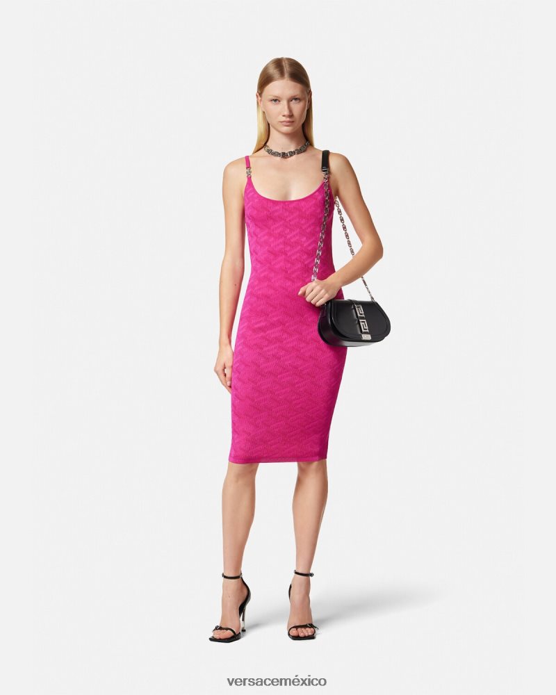 Versace vestido midi con medusa '95 de la greca fucsia ropa mujer 84626J30