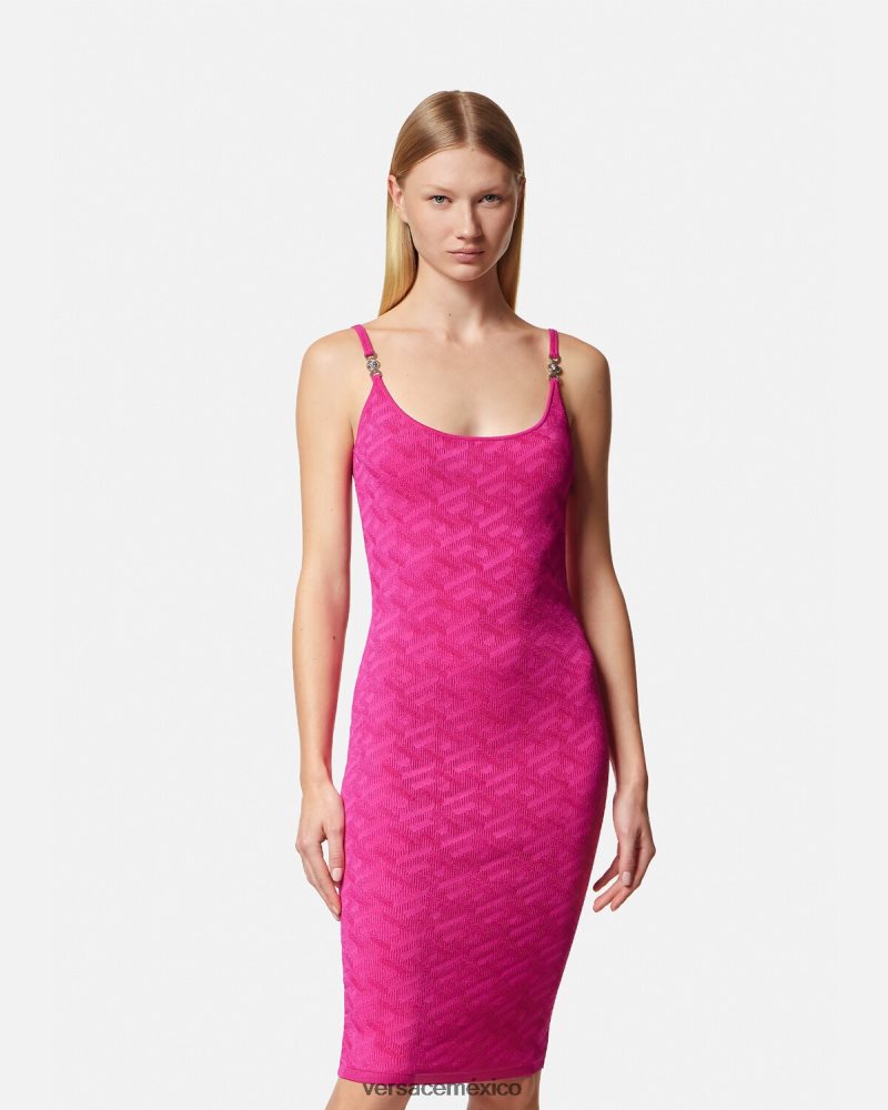 Versace vestido midi con medusa '95 de la greca fucsia ropa mujer 84626J30