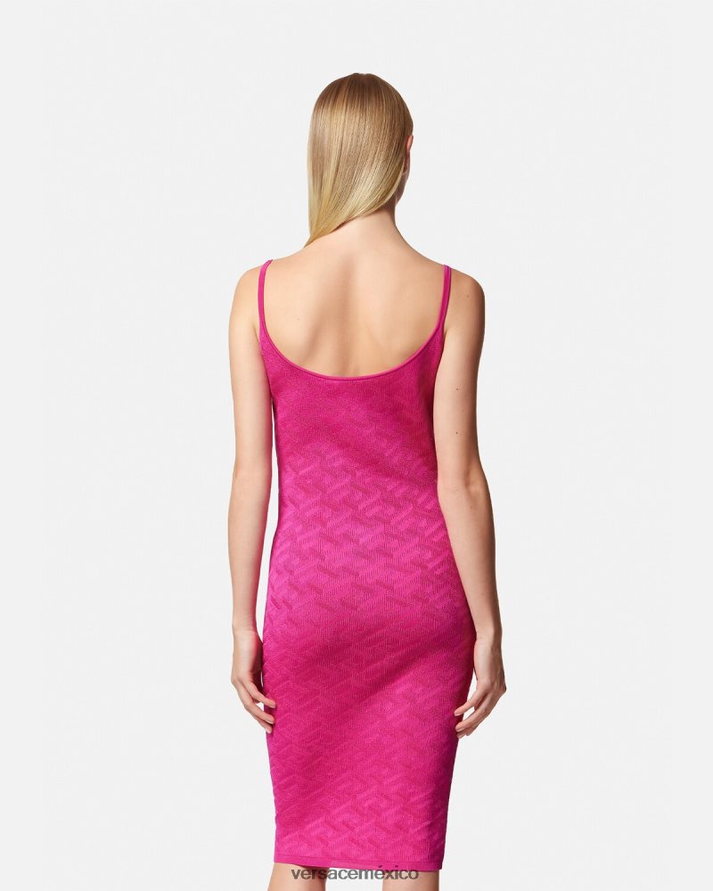 Versace vestido midi con medusa '95 de la greca fucsia ropa mujer 84626J30
