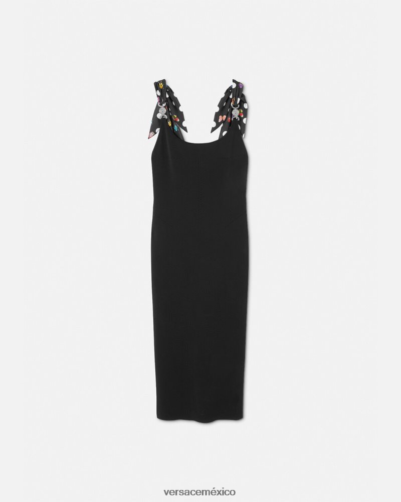 Versace vestido midi de punto con mariposas y medusa '95 negro ropa mujer 84626J6