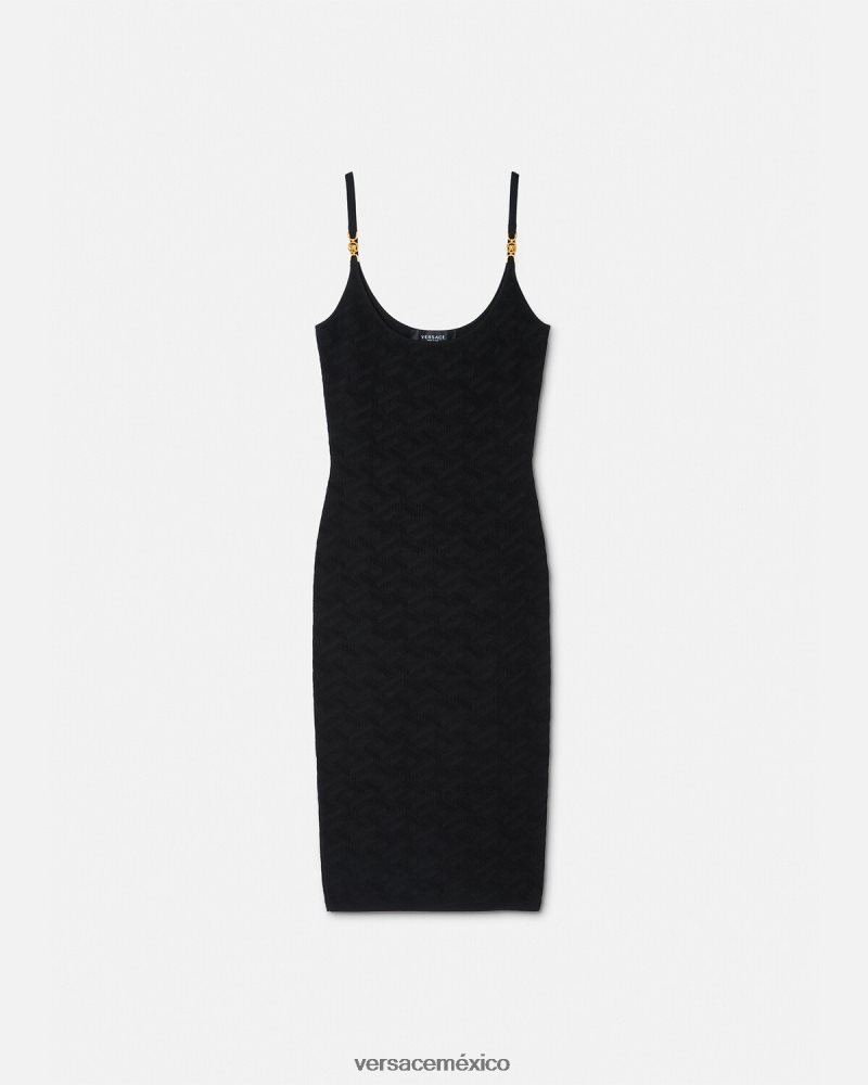 Versace vestido midi de punto con medusa '95 y la greca negro ropa mujer 84626J38