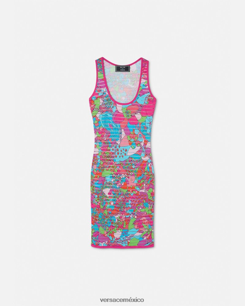 Versace vestido midi de punto floral de verano imprimir ropa mujer 84626J12