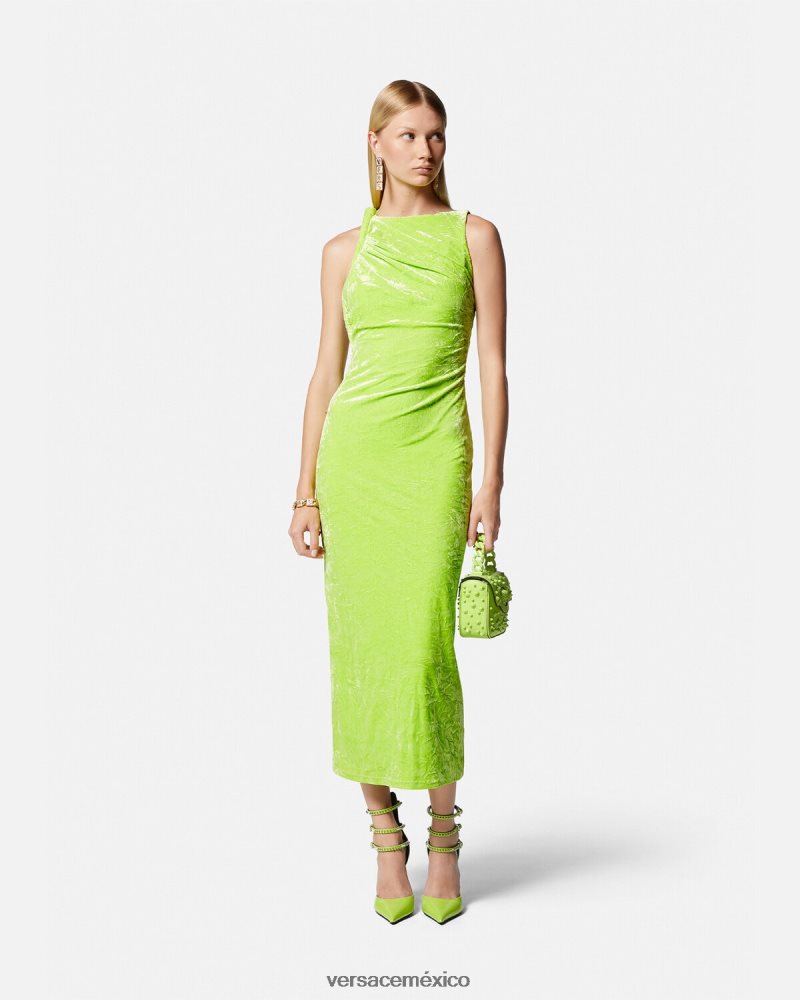 Versace vestido midi de terciopelo enrollado cal ropa mujer 84626J75