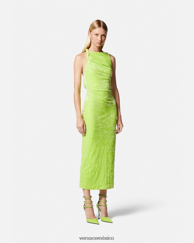 Versace vestido midi de terciopelo enrollado cal ropa mujer 84626J75